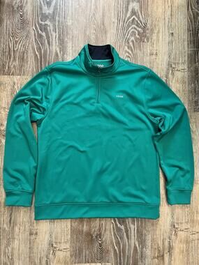 Izod Performance Golf 1/4 Zip Pullover Sweater Sweatshirt Men's Large Green